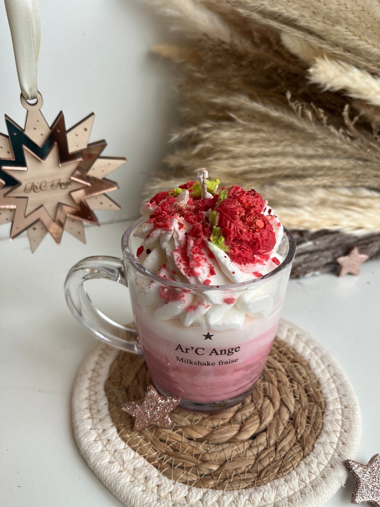 Bougie gourmande Milk-shake Fraise