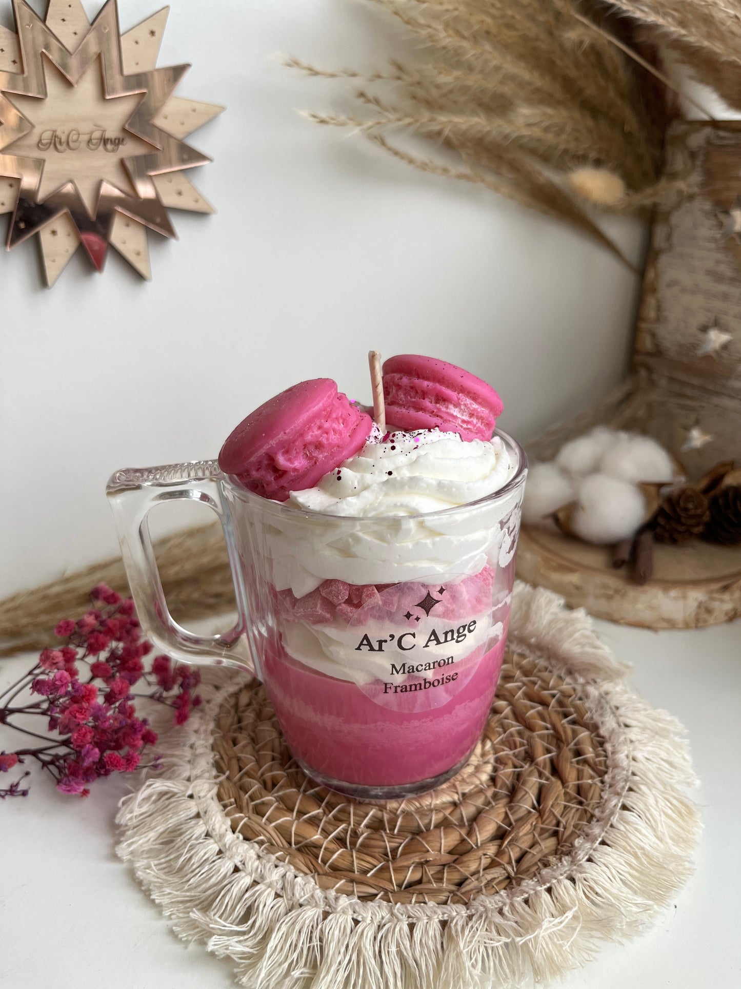 Bougie gourmande Macaron Framboise