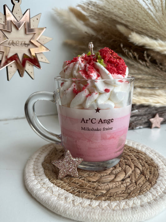 Bougie gourmande Milk-shake Fraise