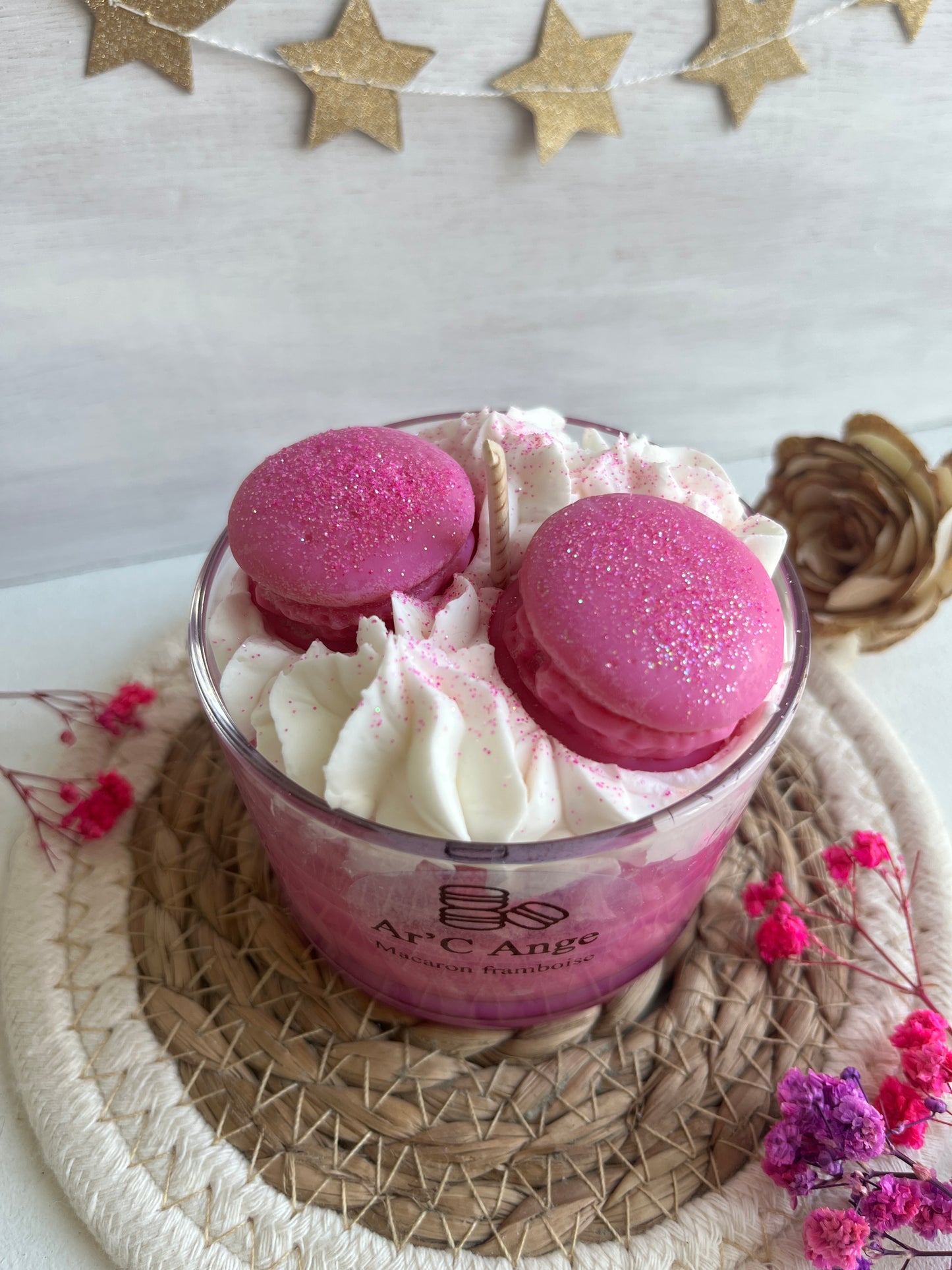 Bougie gourmande Macaron Framboise