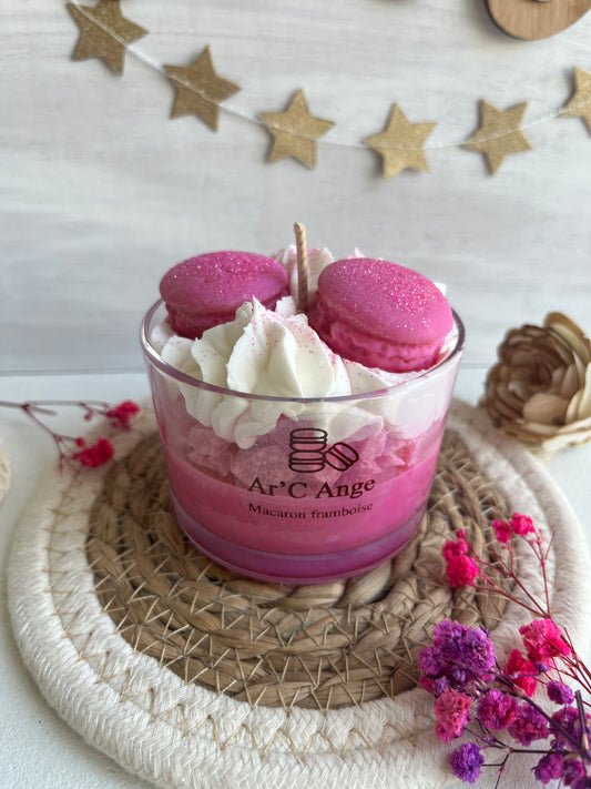 Bougie gourmande Macaron Framboise