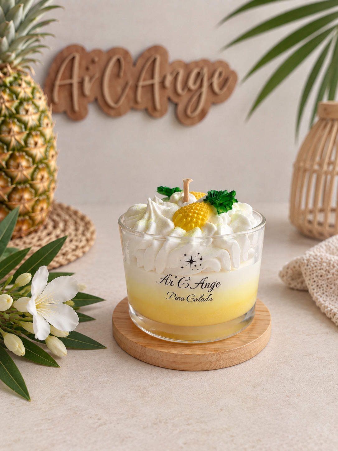 Bougie Cocktail Piña Colada- Bougie Parfumée Artisanale | Ar'C Ange